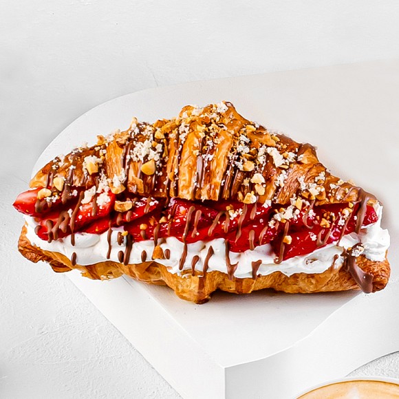 Croissant with strawberries
