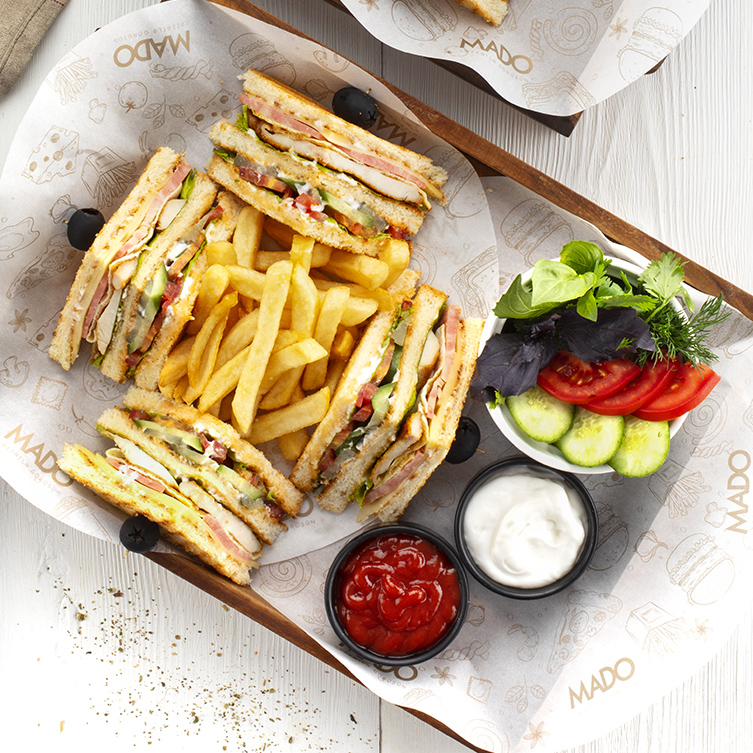 Club sandwich set / Burgers and sandwiches / Meals / Menu / MADO Restaurant